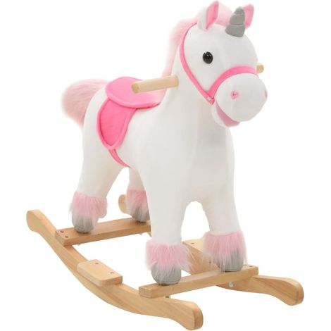 Licorne à bascule Peluche 65x32x58 cm Blanc et rose QOI69903 DESIGN IN (1/5)