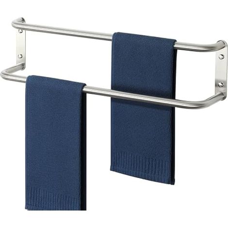 Porte-serviettes double en acier inoxydable 304 - Porte-serviettes mural pour salle de bain et cuisine (1/5)