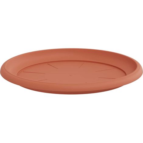 Juego de 6 bandejas redondas para flores 27 x 27 x 2 cm ligeras y resistentes estilo moderno plástico rojo ladrillo 020059352 (1/5)
