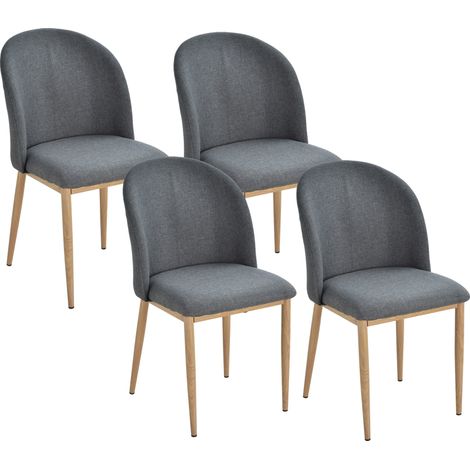 chaise - HOMCOM - Lin - 50x58x85cm - Gris (1/5)