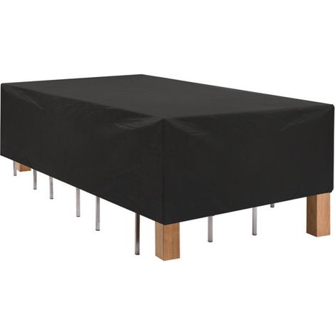 BEBUSINGOTO Funda para muebles de jardín, 180 x 120 x 70 cm, resistente, de poliéster Oxford, rectangular, resistente al viento (negro) (1/5)