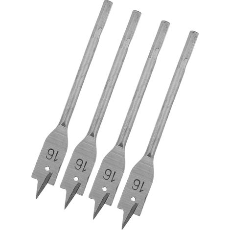 4 Mèches à Bois Plate en Acier Carbone pour Perçage Bois, Set de 4 Pièces 16mm