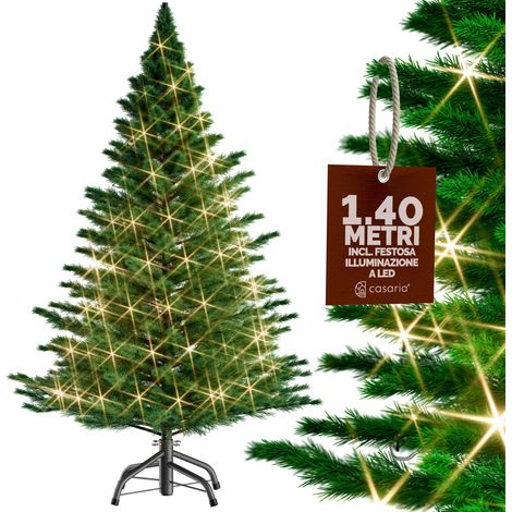 Albero di Natale finto 140/150/180cm Incl. supporto metallico abete artificiale incl. lucine LED e/o decorazioni natalizie Mix/PE/PVC Simil abete 140 (1/9)