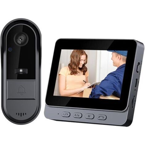 Wireless HD video doorbell with two-way audio – 170° viewing angle – 4.3 inch screen – IP65 waterproof – 80 m range – IPX65 (1/4)