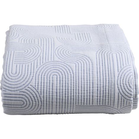 Jeté de lit en coton indigo 240 x 260 cm - Couvre-lit à motifs géométriques pour chambre - PANGIVO