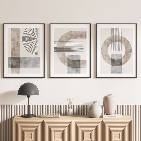 Lot de 3 Affiches / Posters Triptyque - Formes géométriques - 3 Affiches - 70x100 cm (Cadres non fournis) - Photo pleine page (1/5)