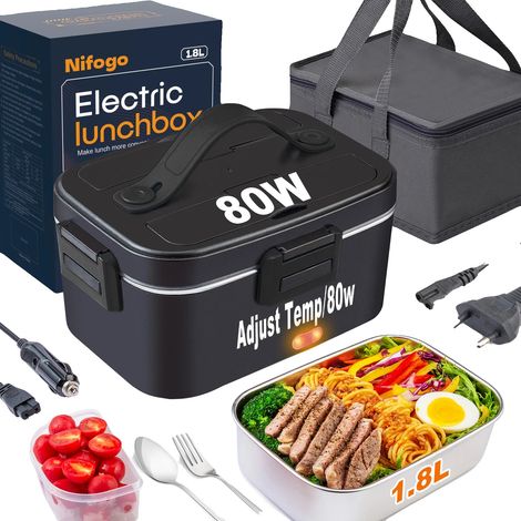 Fiambrera eléctrica, capacidad de 2,5 L, calentador de alimentos portátil, 80 W - 1,8 L (1/2)