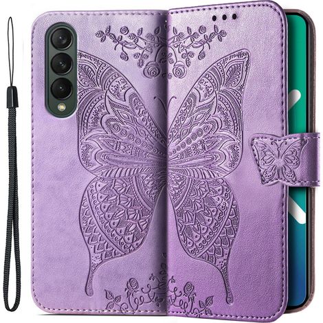 Klapphülle für Samsung Galaxy Z Fold 4 5G, Schmetterling, Lila (1/5)