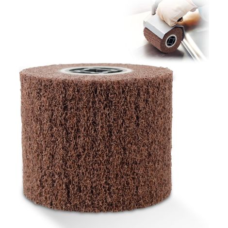 Brosse en Nylon Rouleau de Ponçage Brosse Rouleau de Satin Meuleuse D'angle Manchons de Ponçage pour Ponceuse à Rouleau de Ponçage pour Polissage Rouge 120 x 100 mm - Grain 120 (1/5)