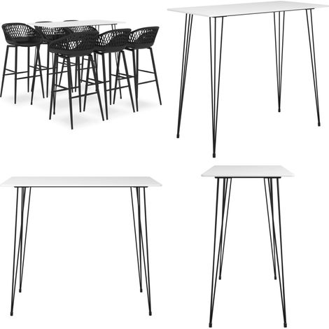 Ensemble de bar 7 pcs Blanc et noir - Ensemble De Bar - Meuble De Salle À Manger - Table De Bar - Tabouret De Bar - Mobilier Moderne - Home & Living (1/5)