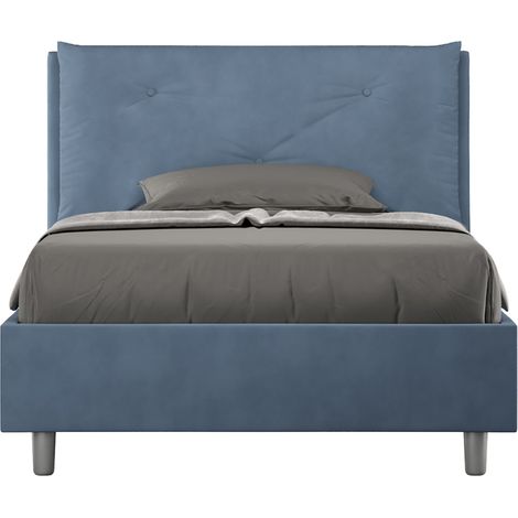 Letto 1 Piazza E Mezzo 120x200 cm con Rete e Contenitore Imbottito in Microfibra Appia Large Blu (1/5)
