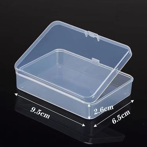 Petite Boite de Rangement Plastique Transparent avec Couvercle à Charnière 9.5x 6 .5x 2.6cm Mini Boite Rangement Plastique pour Pilules Perles Bijoux Artisanat (1/4)
