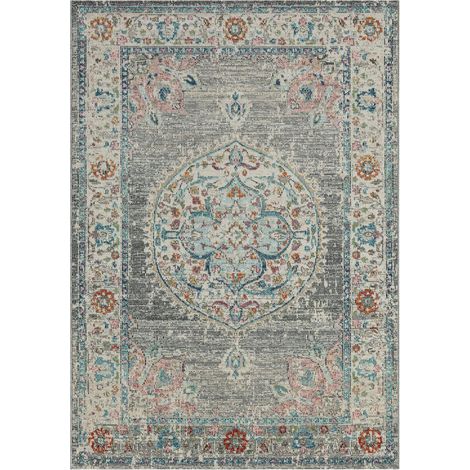 Tapis extérieur kilim 120x170 gris et bleu rectangle SALOUT A