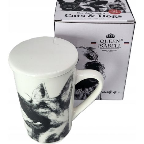 Großer Becher mit Teesieb und Schäferhundmotiv – IDEAL ALS GESCHENK (1/5)