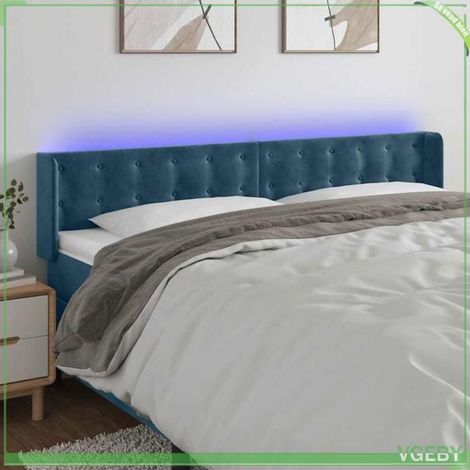 Tête de lit - 3123734 - Velours bleu foncé - LED intégrée réglable - 183x16x78/88 cm (1/5)