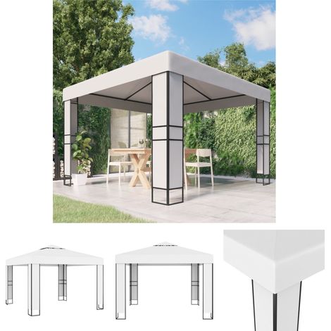 Sonnenschutz - vidaXL Pavillon mit Doppeldach 3 x 3 m Weiß - Dach (1/5)