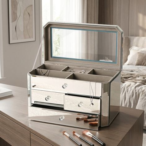4 Drawer Mirror Glass Jewellery Box (1/2)
