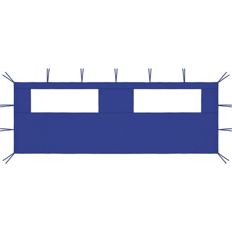 Pared lateral de cenador con ventanas azul 6x2 m