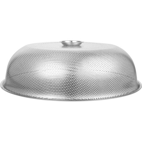 Cloche Alimentaire en Acier Inoxydable 304 Multifonctionnelle Argentée Poignée, Couverture de Protection Alimentaire Anti-Mouche Cuisine et Repas (1/5)