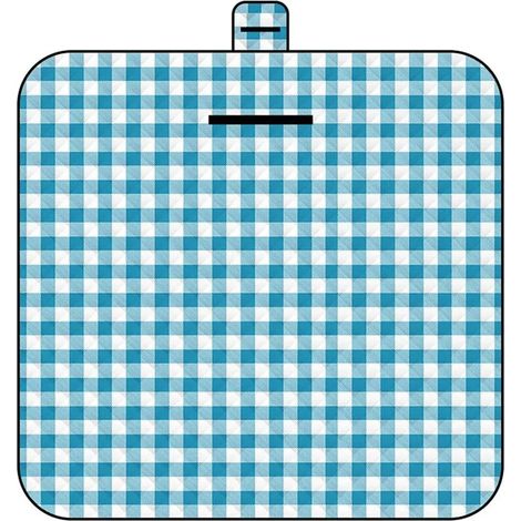 Couverture 2x2m, grand tapis de pique-nique, pliable, imperméable et résistant à l'usure, doux et lavable en machine (motif quadrillé bleu et blanc).