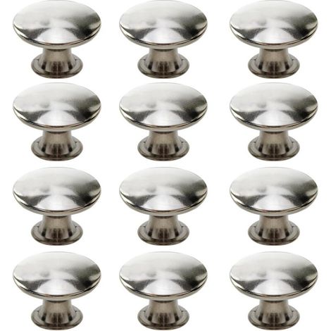 12er-Pack Küchenschrankknöpfe, runde Vintage-Schubladengriffe, kleine Türknöpfe aus Metall, 30 x 21 mm, Silber (1/5)