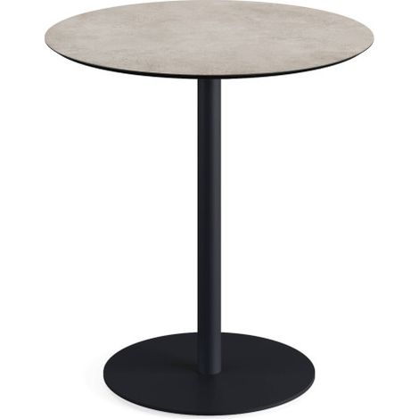 Urban table de bistrot avec piètement noir + plateau HPL aspect bois Ø70 cm - Veba (1/3)