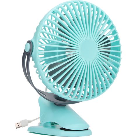 Ventilateur USB portable à pince, angle réglable, pour la maison, la voiture, les dortoirs, les poussettes, les voyages et le camping (bleu) (1/5)