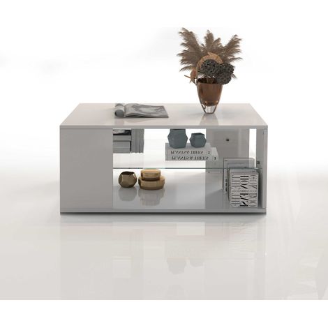 WHOUS Tavolino da caffè Egypt con ripiano in vetro bianco lucido 90x60x40 cm (1/5)