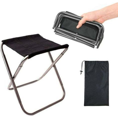 Tabouret Pliant D'extérieur, Tabouret Pliant en Alliage D'aluminium, Mini Tabouret Pliant Portable, Ultra Léger, avec Sac de Rangement, pour la Pêche, le Camping, le Barbecue en Plein Air, Les (1/4)