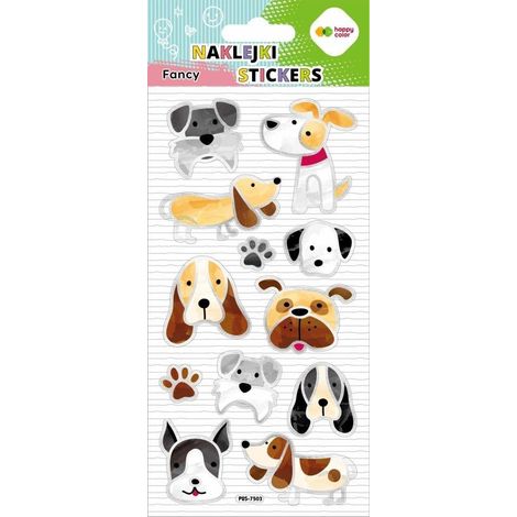 3D-Aufkleber „Fancy Doodle Dogs“ (90 x 210 mm) in fröhlichen Farben