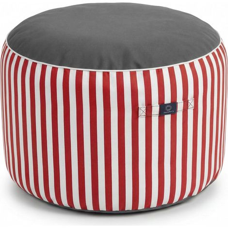 Pouf Rond Rayure Rouge - 270g - H40cm Ø70cm