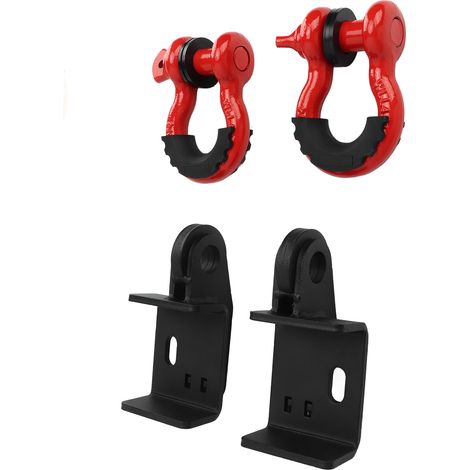 Paire d'anneaux de remorquage avant avec manilles 3/4 pouces, platine de fixation pour treuil en acier renforcé (1/5)