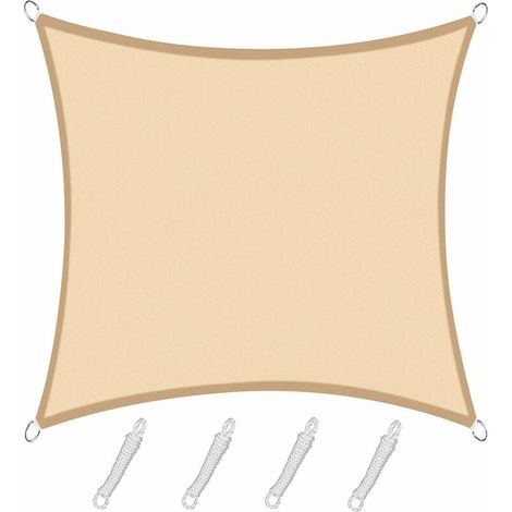 Rechteckiges, quadratisches Sonnensegel, 3 x 3 m, Farbe Sand, wasserdichtes Segeltuch mit 95 % UV-Strahlenschutz, für den Außenbereich, Garten und Terrasse, Schwimmbad (1/5)