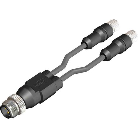 Répartiteur RS PRO 3 conducteurs , Fiche mâle M12 Mâle vers Fiche femelle M8 x 2, 1m ( Prix pour 1 )