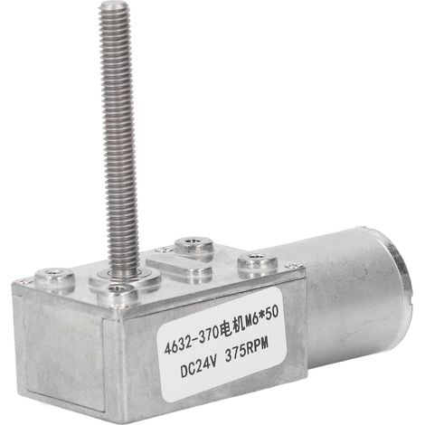 Moteur à engrenages DC 24V avec vis sans fin, réducteur 375 tr/min, fonction autoblocante, arbre fileté M6x50mm pour portail, volet roulant et automatismes (1/5)