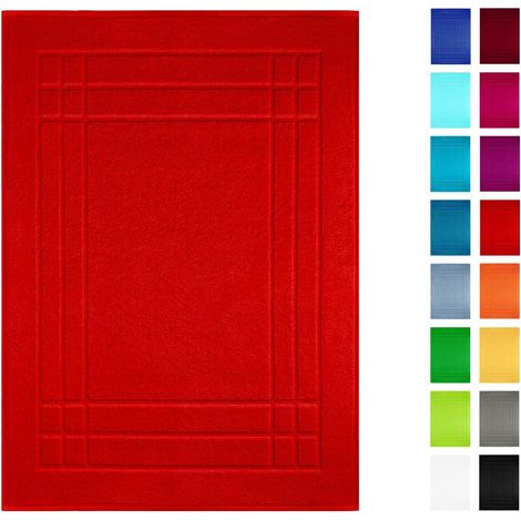 Tapis de Bain Tapis de Douche Tapis de Douche 100% Coton Eponge Pure 50x70cm, Coton, Rouge Piment (1/5)