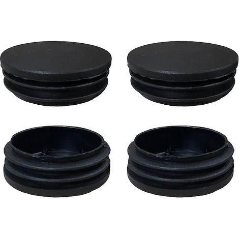 bouchons ronds en plastique noir de 50 mm (2 pouces), embouts nervurés pour tubes, pour meubles de sol D (1/5)
