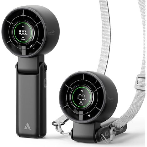 3 en 1 Mini Ventilateur Portable, Petit Turbo Ventilateur à Main, USB Rechargeable [22H d'Autonomie], Pliable et Puissant pour Voyage, Été, Cadeau Femme et Fille-Noir