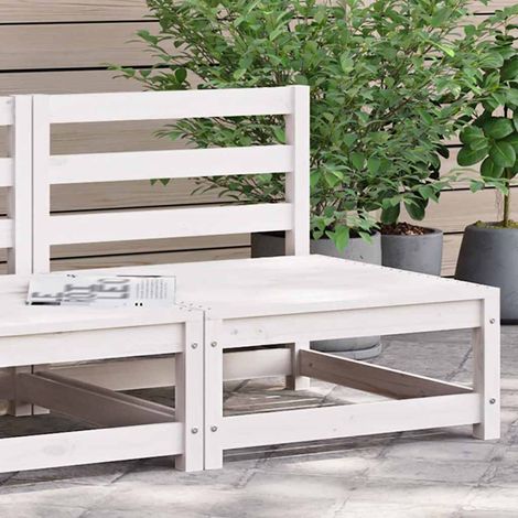 Canapé central de jardin modulable en bois de pin massif blanc 70 x 70 x 67 cm - PANGIVO (1/5)
