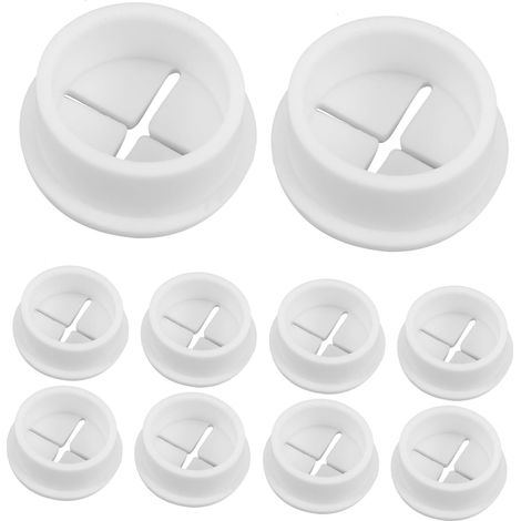 Passe-câbles ronds en plastique blanc pour table, lot de 15 (1/5)