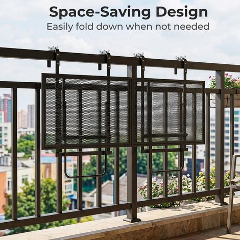 Table de balcon à fixer sur rambarde 48", hauteur réglable sur 5 niveaux, rabattable pour patio et terrasse (1/5)