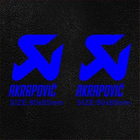 1 paire d'autocollants Akrapovic en vinyle pour pot d'échappement, silencieux, embout, réservoir, casque, logo. Couleur : bleu. (1/4)