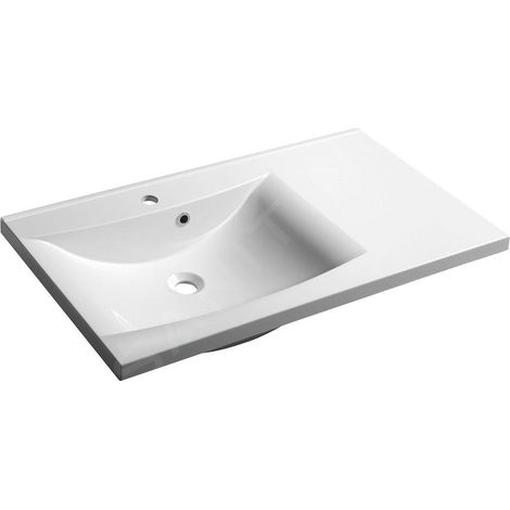 Sapho Lucia - Lavabo 900x480 mm, marbre coulé, version droite, blanc 50093 (1/4)