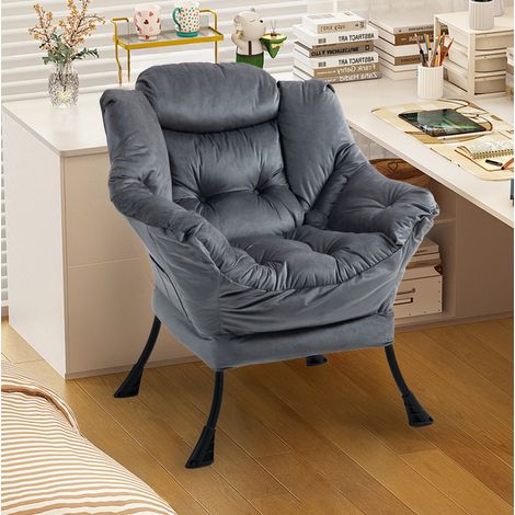 Dunkelgrauer Relaxsessel mit Seitentasche, Metallgestell HAVRYA (1/3)