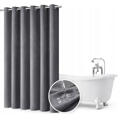 Badezimmervorhang 200x220 wasserdichter Duschvorhang mit Ösen, Graphit