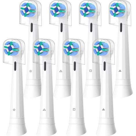 Brossette de Rechange Compatibles avec Brosses Electriques Oral B iO, Tete Brosse a Dent pour iO 2 3 4 5 6 7 8 9 10 (8 Blanc, 8 unité(Lot de 1)) (1/5)