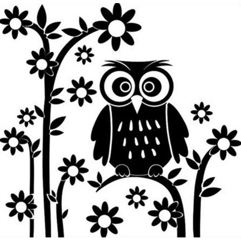 Autocollant Mural Branche D Arbre Avec Hibou Noir - Décoration Intérieure Salon Chambre Enfant - Design Double Face - 1 Pièce (1/2)