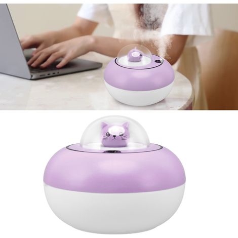 Niedlicher Mini-Luftbefeuchter für Haustiere, USB-Anschluss, tragbar, leise, für Büro, Schlafzimmer oder Arbeitszimmer. Lila Wassersprüher. (1/5)