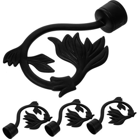 4er-Pack schwarze Gardinenstangen-Endstücke aus Kunststoff – dekorative Vintage-Endstücke nur für Gardinenstangen mit 7/8 Zoll Durchmesser für die Fensterdekoration zu Hause