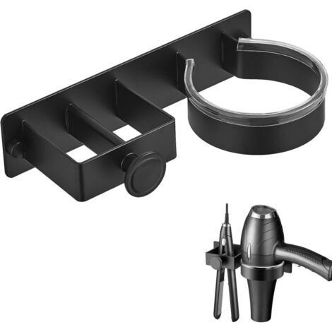 Wall Mounted Hair Dryer Holder, No Drilling Hair Dryer Holder, Practical Organizer for Bathroom and Living Room (1/5)